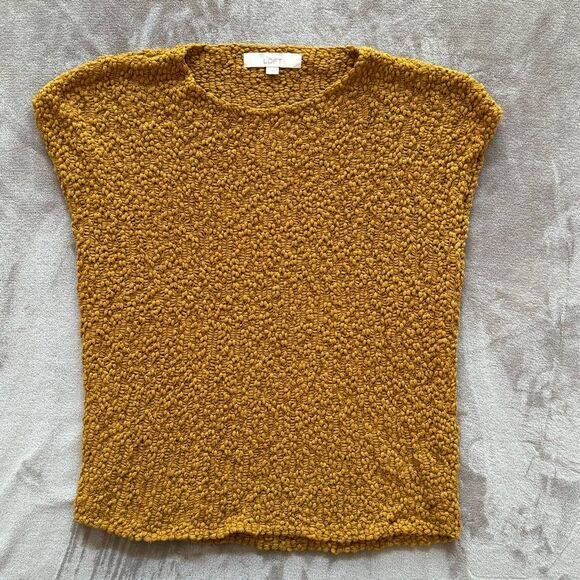 Small LOFT Mustard knit top - Picture 3 of 9